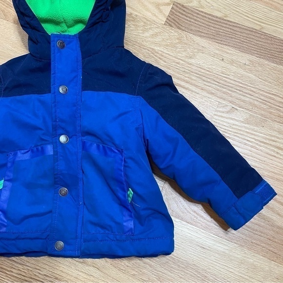 Carter’s Winter Jacket 24 months Full Zip Snap Button Hooded Green Blue Coat - Picture 3 of 8